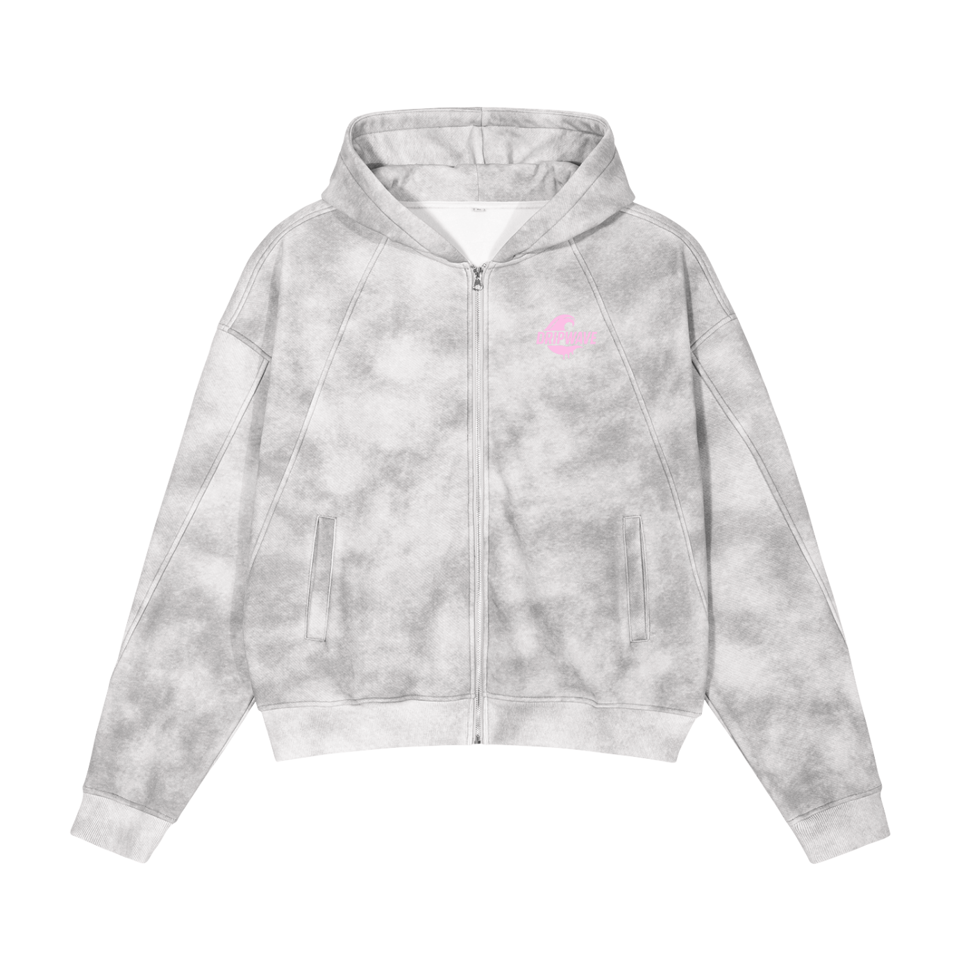 DRIPWAVE Dirty Washed Zip-Up Fleece Hoodie