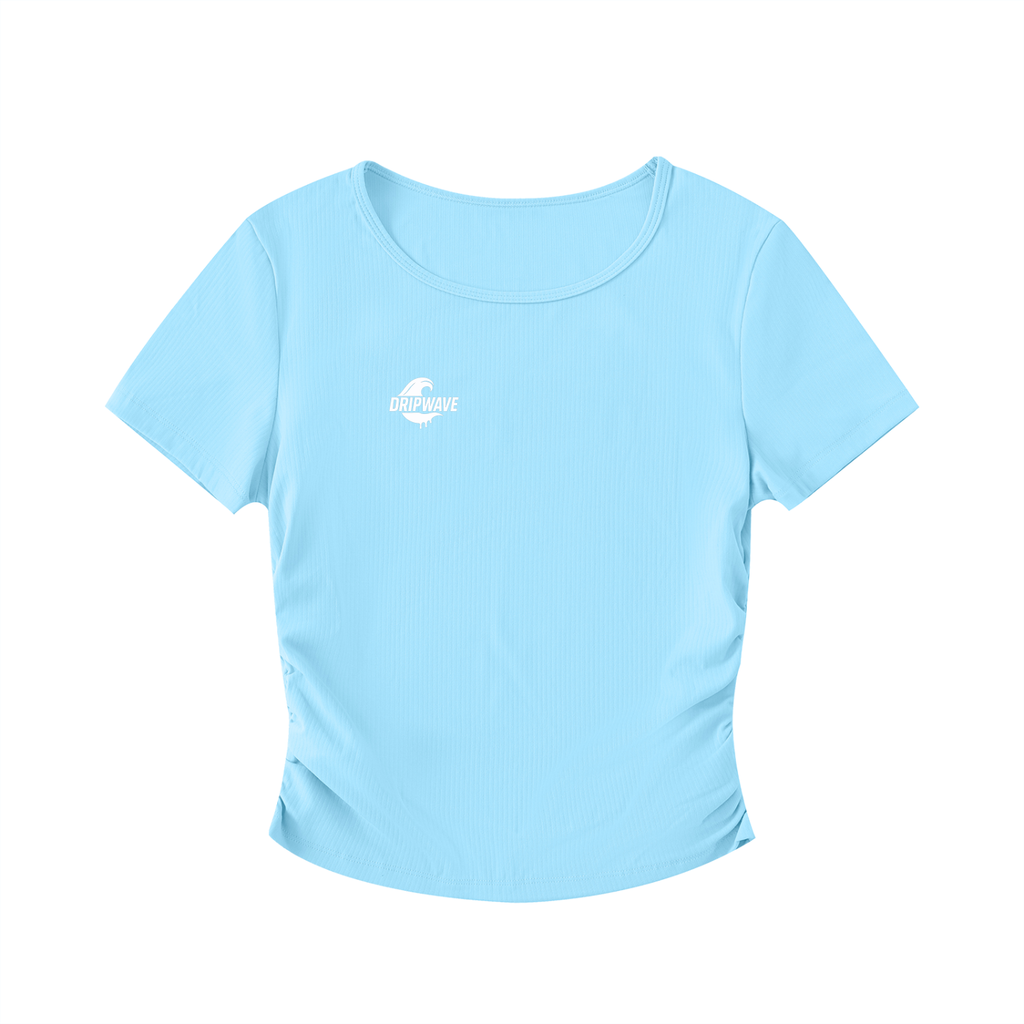 DRIPWAVE Ruched Bodycon Crop Top