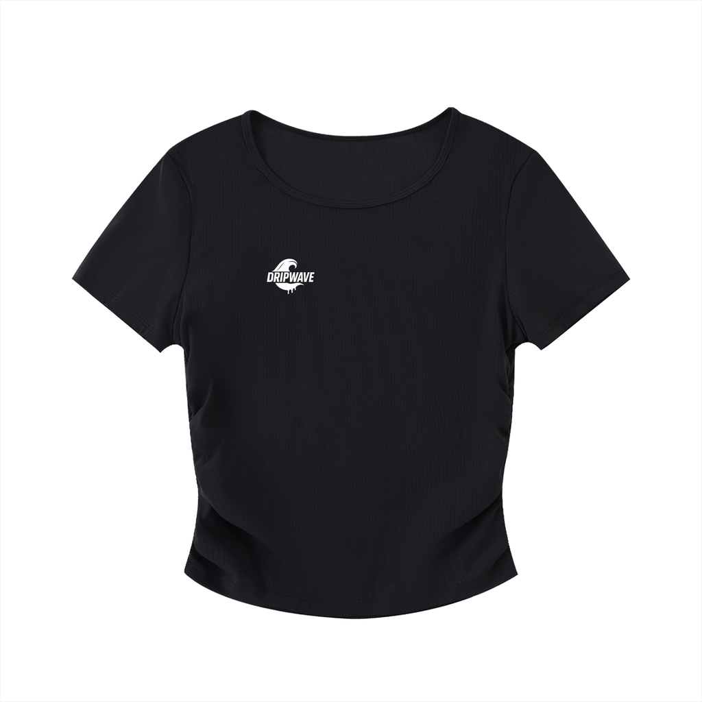 DRIPWAVE Ruched Bodycon Crop Top