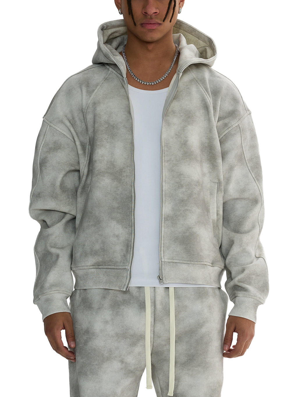 DRIPWAVE Dirty Washed Zip-Up Fleece Hoodie
