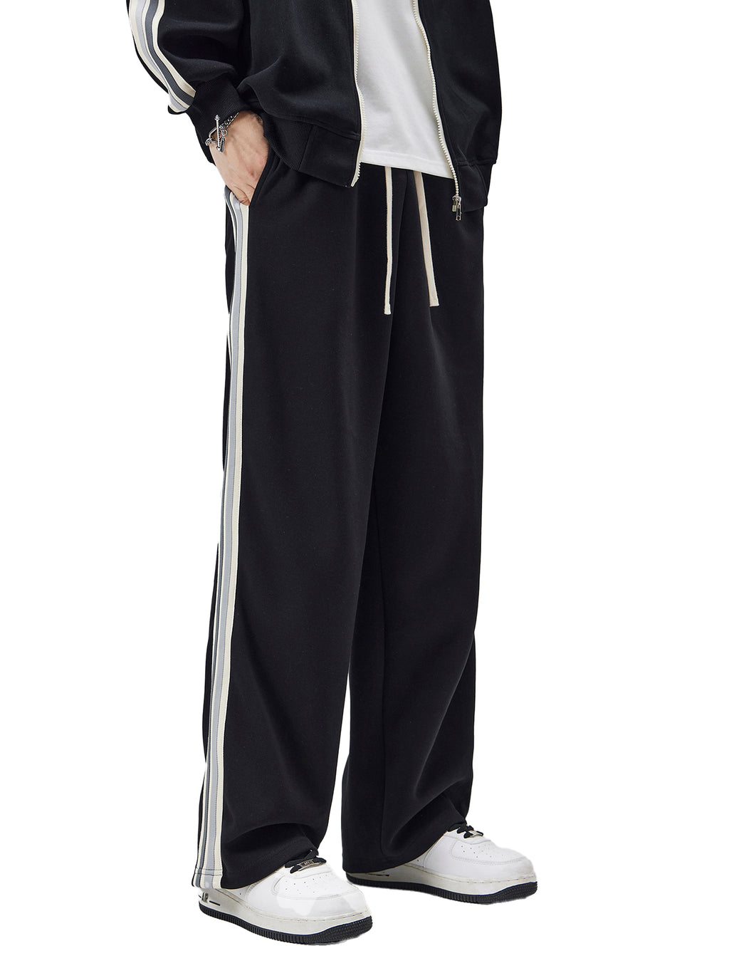 DRIPWAVE Contrast Side-Stripe Straight-Leg  Pants